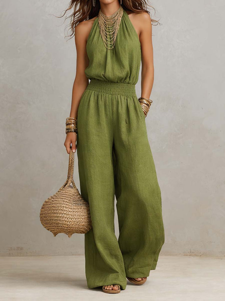 VALERIA | Halter Nek Wijde Pijpen Jumpsuit