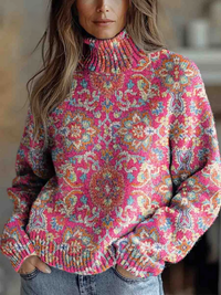 Isla | Retro Bloemen Turtleneck