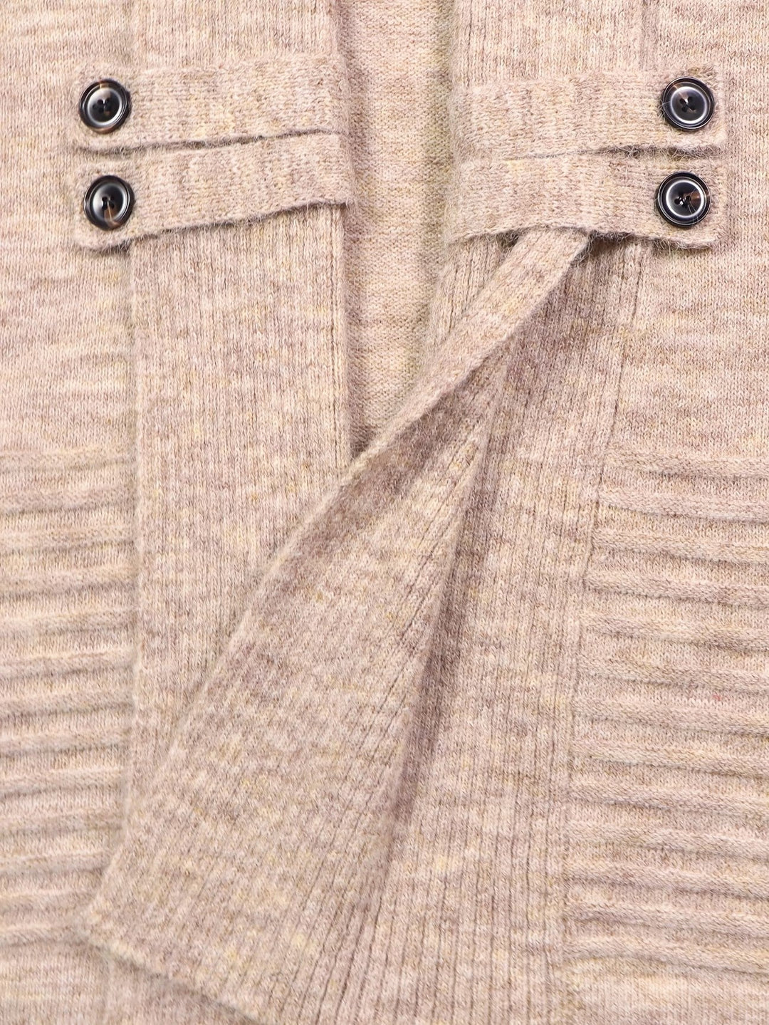 Harlow™ | Havermout Geribbelde Brei Knopen-Tab Cardigan