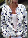 Vynora™ | Vintage Bloemen Vogelprint Knopen-Voorkant Cardigan Trui