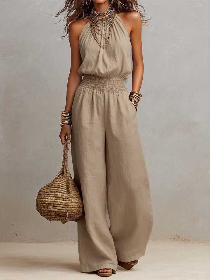 VALERIA | Halter Nek Wijde Pijpen Jumpsuit