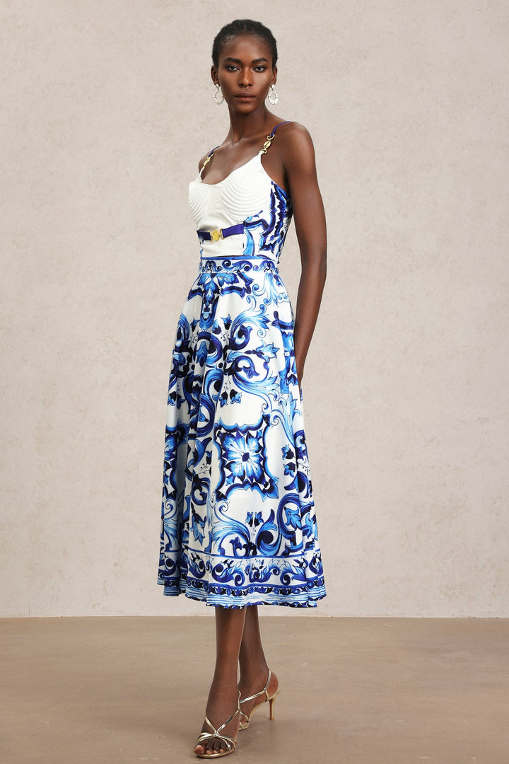 Carlotta | Tweedelige set met haltertop en rok met bloemen