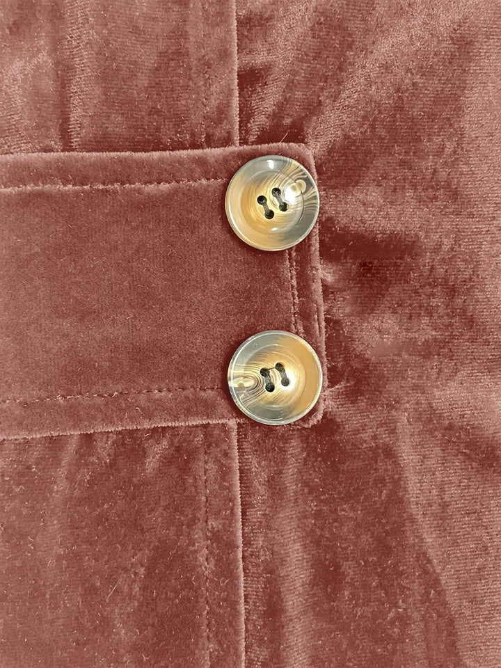 Sienna™ | Rustkleurige Velvet Knop-Tab Cardigan