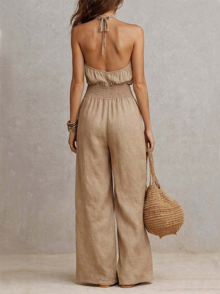 VALERIA | Halter Nek Wijde Pijpen Jumpsuit