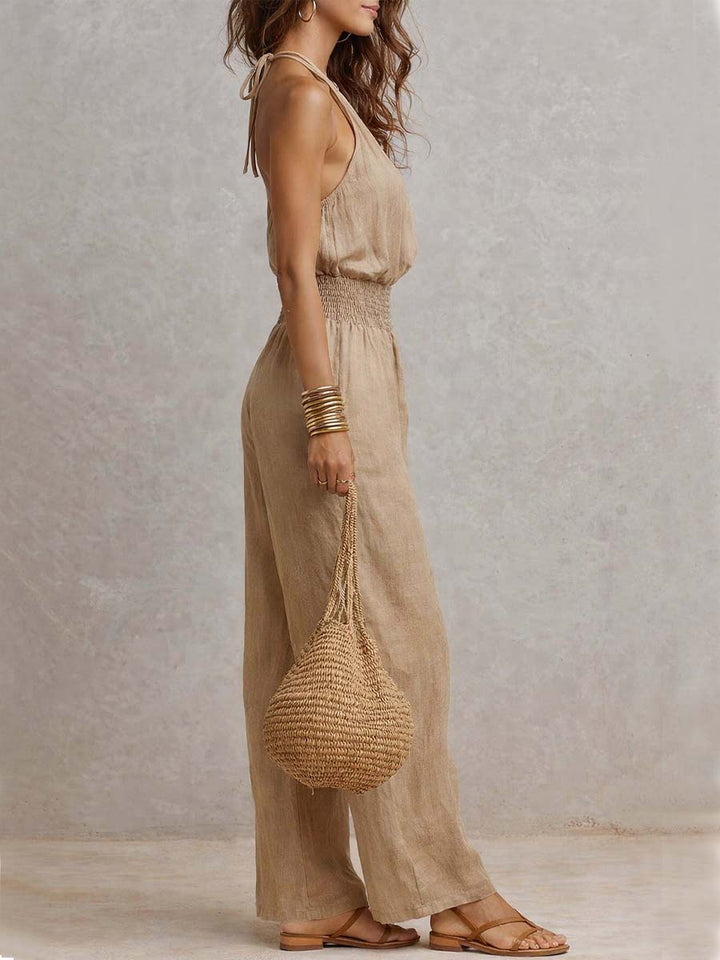 VALERIA | Halter Nek Wijde Pijpen Jumpsuit