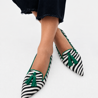 Riane | Groene loafers met zebraprint