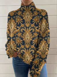Scarlett | Vintage Bloemen Kunst Turtleneck