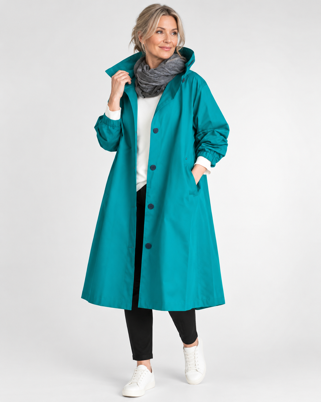 Vina| Warme Lange Trenchcoat Met Capuchon