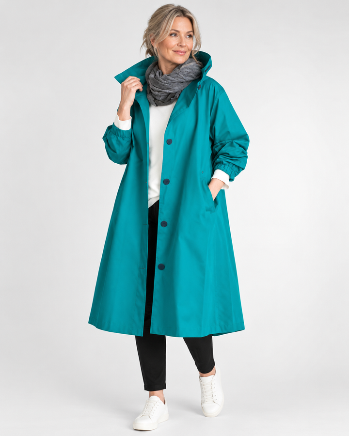 Vina| Warme Lange Trenchcoat Met Capuchon