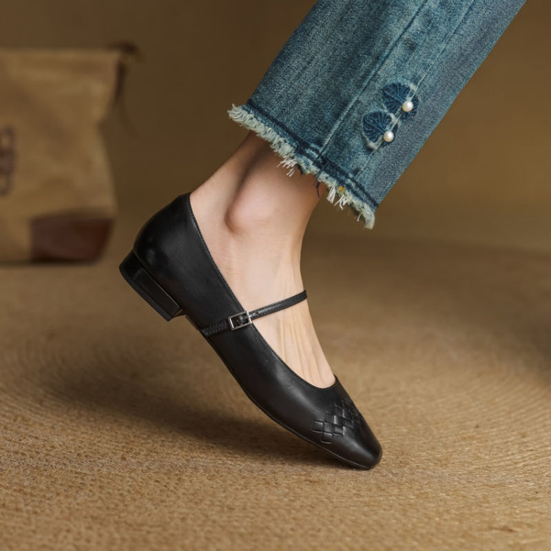 Verity | Vierkante Neus Mary Jane Ballerina
