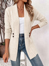 Rosalie™ | Crème Geribbelde Gebreide Knopen-Tab Cardigan