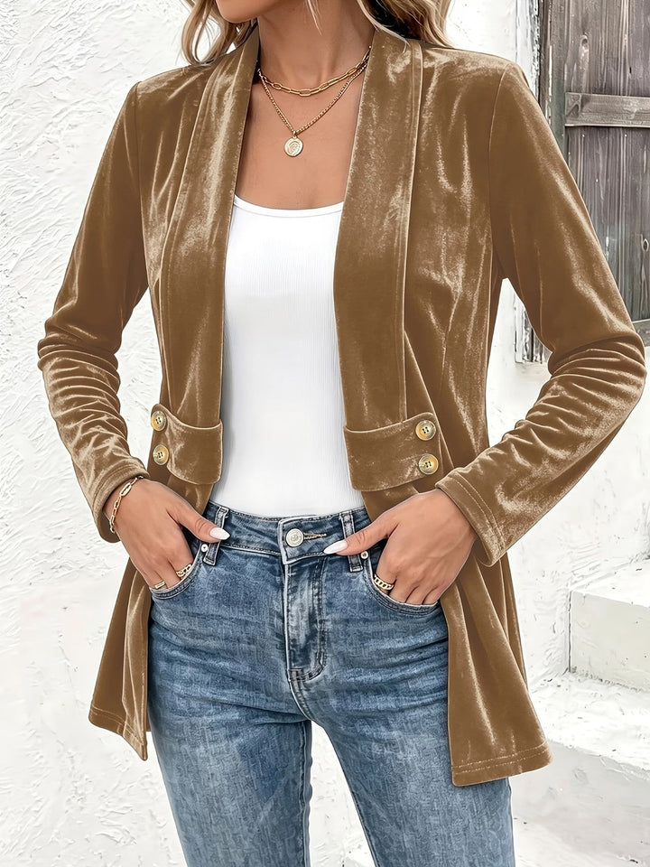 Sutton™ | Camel Velvet Knopen-Tab Cardigan