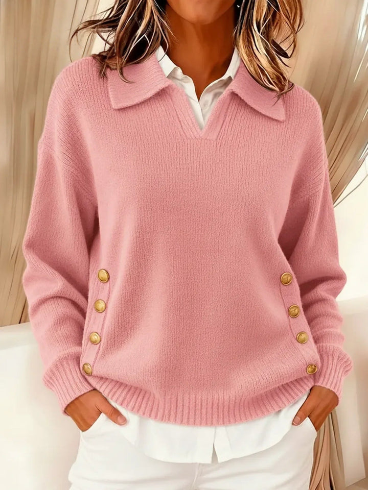 Vynette™ | V-hals Trui met Kraag