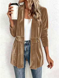 Sutton™ | Camel Velvet Knopen-Tab Cardigan