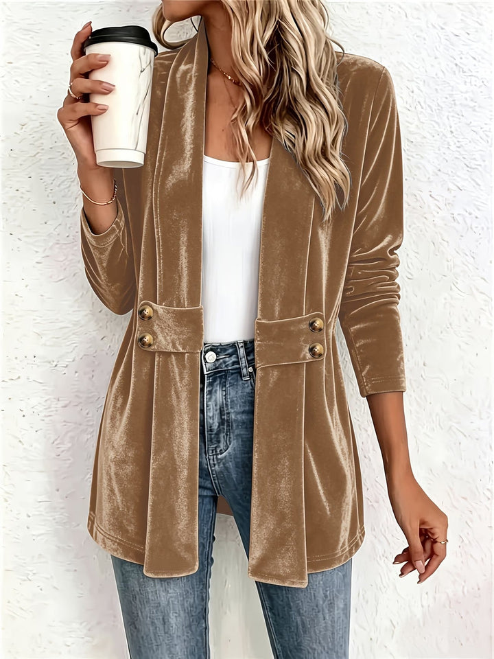 Sutton™ | Camel Velvet Knopen-Tab Cardigan