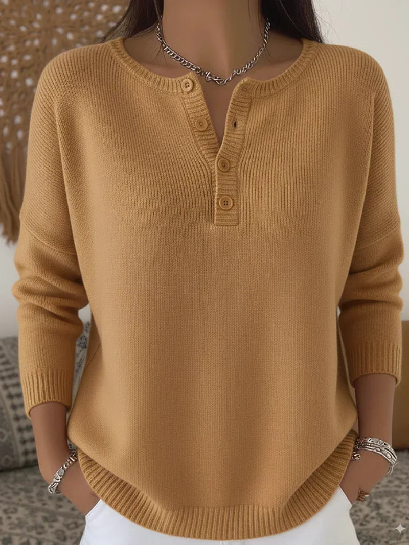 Helena™ | Henley Knop-Up Trui
