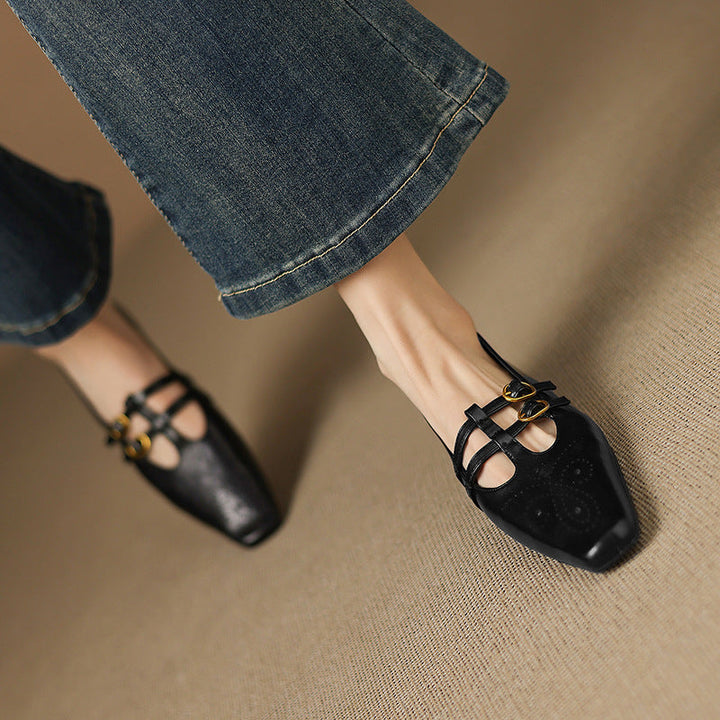 Ceyla | Brogued Dubbele Band Mary Jane Flat