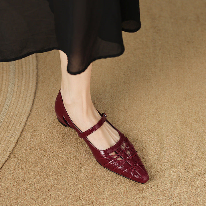 Quenby | Puntige Lattice-Cut Mary Jane Ballerina
