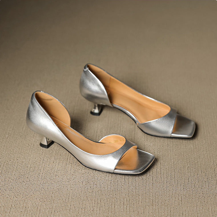 Celin | Peep Toe Echte Leren Hakken