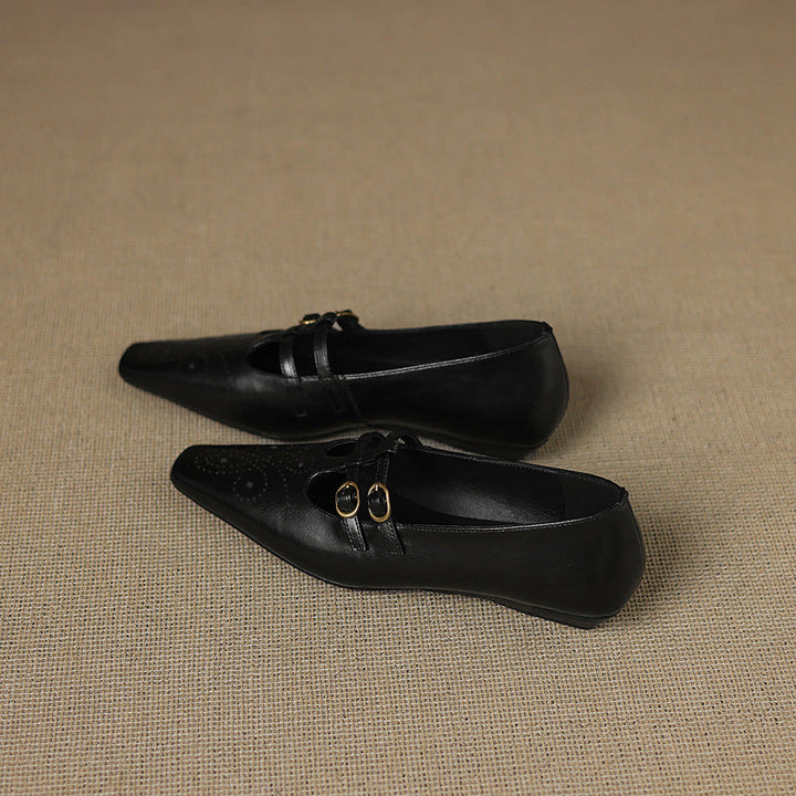 Ceyla | Brogued Dubbele Band Mary Jane Flat