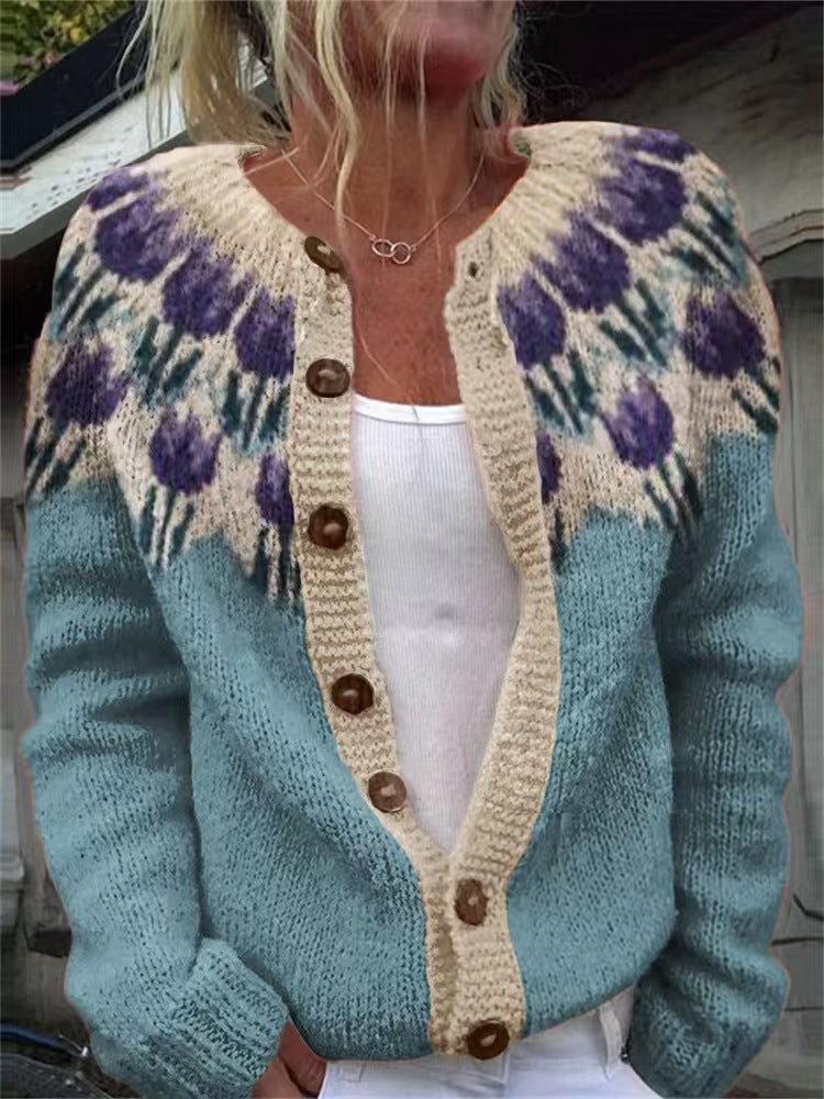 Evanthea™ | Vintage Bloemen Gebreide Cardigan Trui