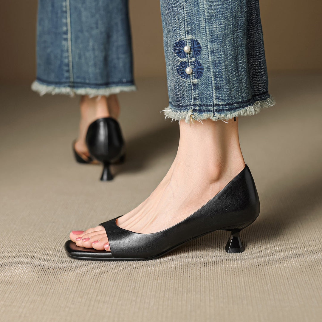 Celin | Peep Toe Echte Leren Hakken