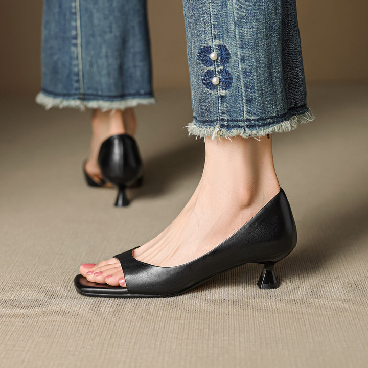 Celin | Peep Toe Echte Leren Hakken