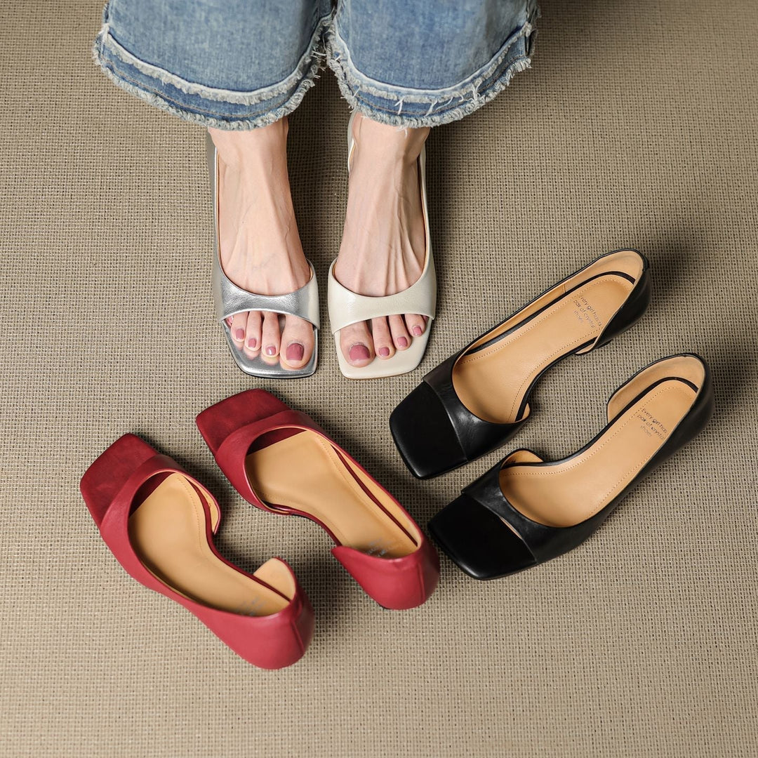 Celin | Peep Toe Echte Leren Hakken