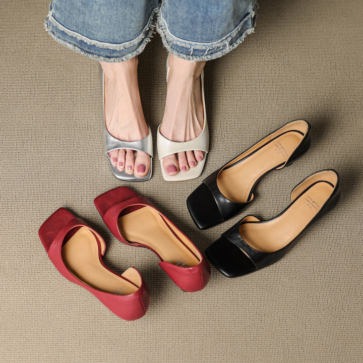 Celin | Peep Toe Echte Leren Hakken
