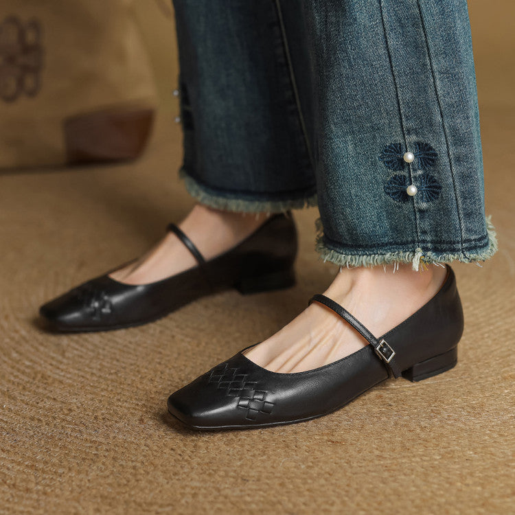 Verity | Vierkante Neus Mary Jane Ballerina