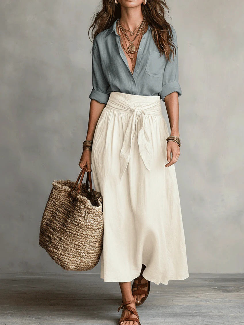 RIVER | Twee-delig Set: Zwarte Top en Olijfgroene Midi Rok