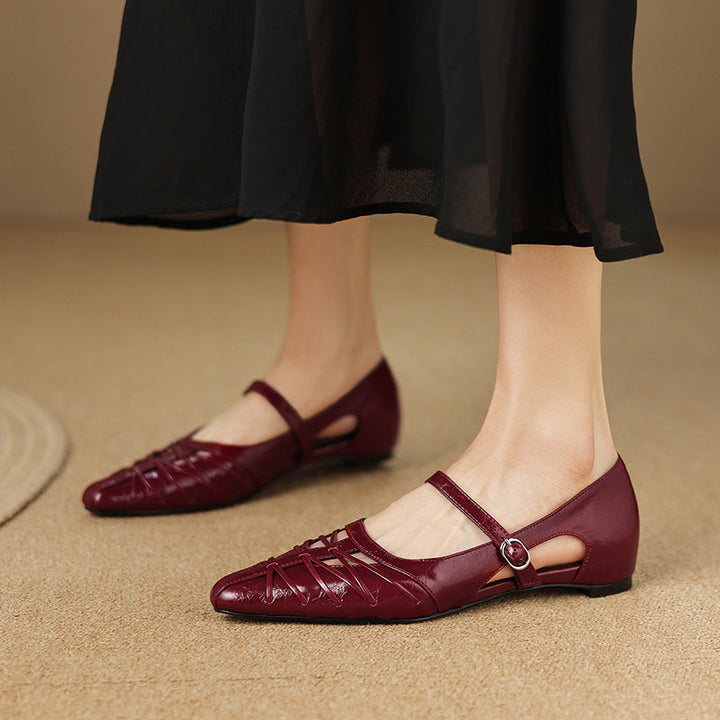 Quenby | Puntige Lattice-Cut Mary Jane Ballerina
