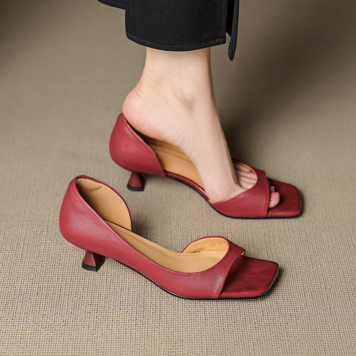 Celin | Peep Toe Echte Leren Hakken