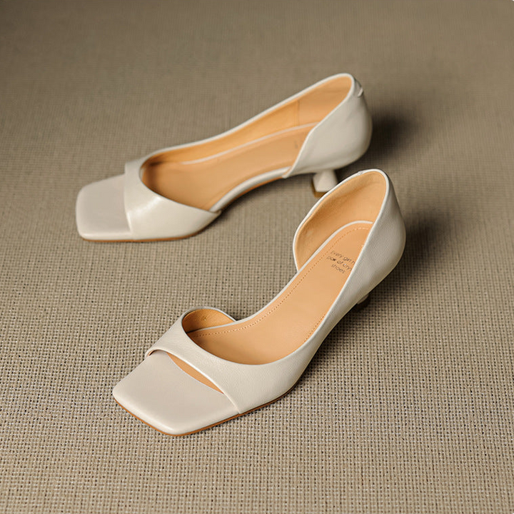 Celin | Peep Toe Echte Leren Hakken