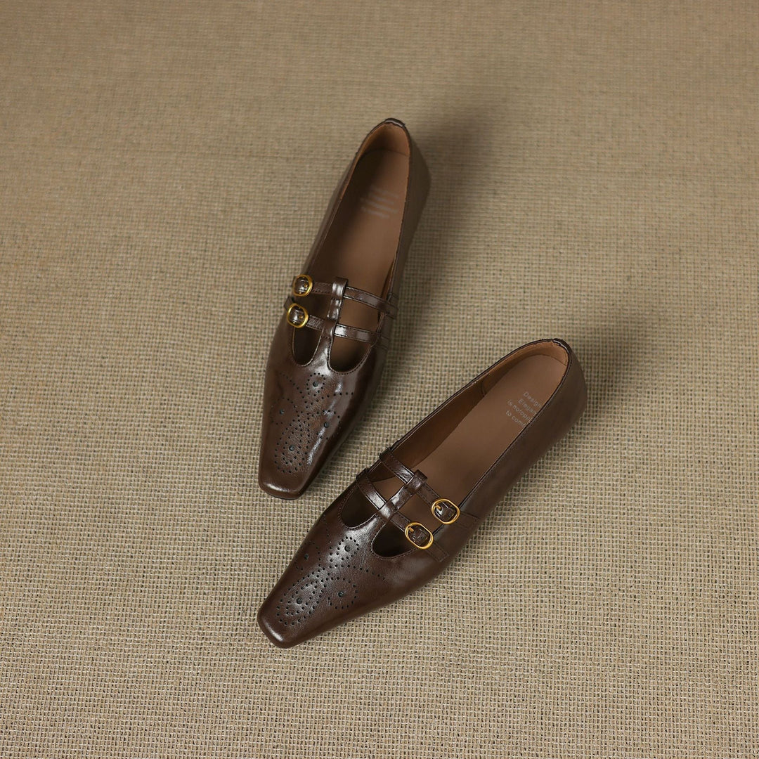 Ceyla | Brogued Dubbele Band Mary Jane Flat