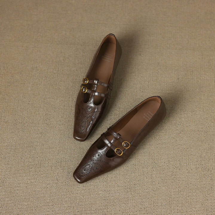 Ceyla | Brogued Dubbele Band Mary Jane Flat