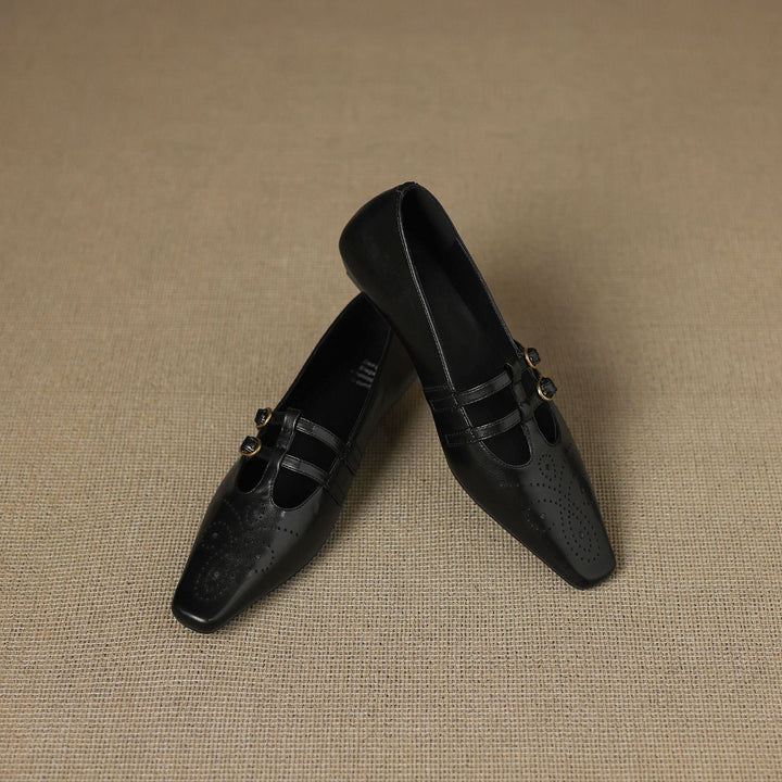Ceyla | Brogued Dubbele Band Mary Jane Flat
