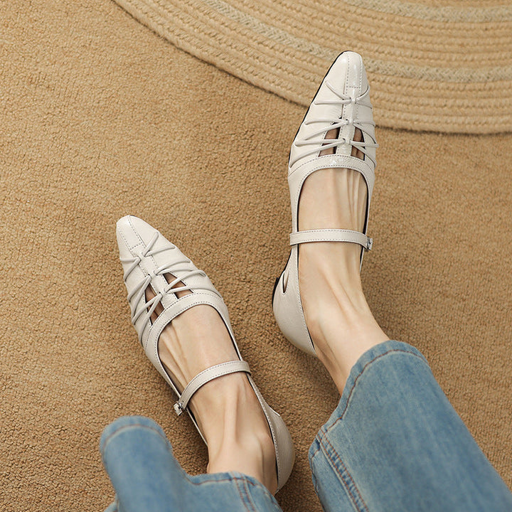 Quenby | Puntige Lattice-Cut Mary Jane Ballerina
