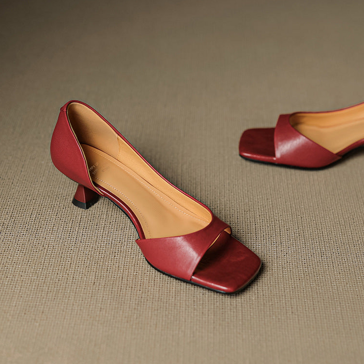 Celin | Peep Toe Echte Leren Hakken