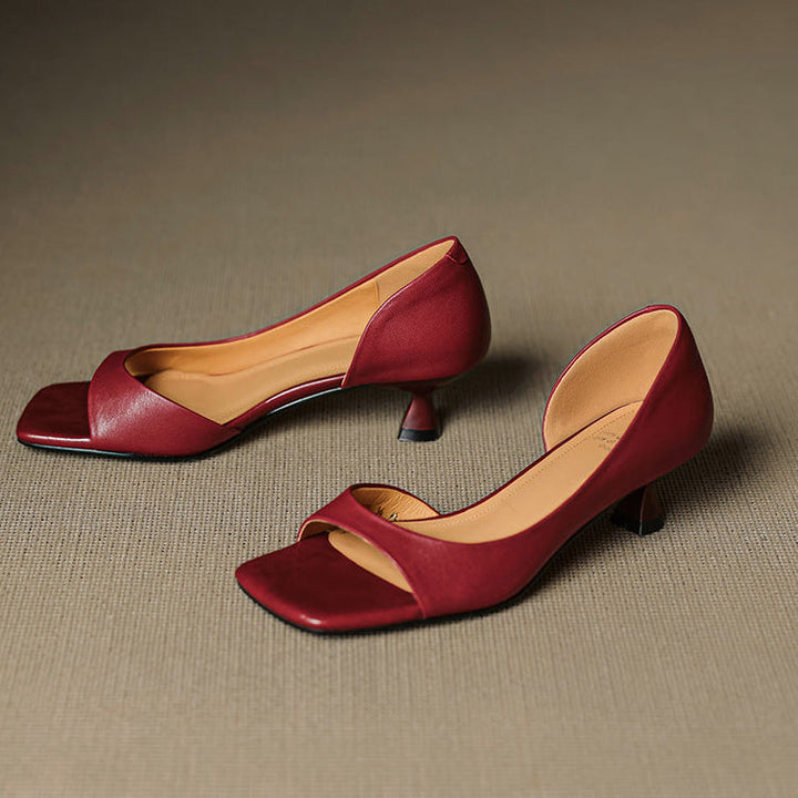Celin | Peep Toe Echte Leren Hakken