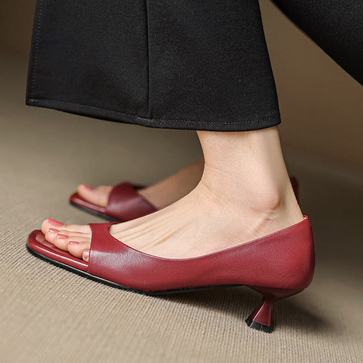 Celin | Peep Toe Echte Leren Hakken