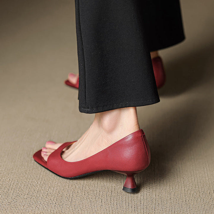 Celin | Peep Toe Echte Leren Hakken