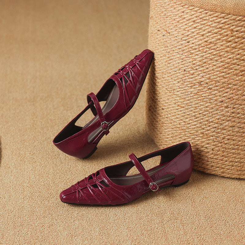 Quenby | Puntige Lattice-Cut Mary Jane Ballerina