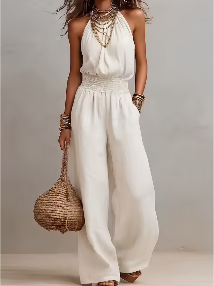 VALERIA | Halter Nek Wijde Pijpen Jumpsuit