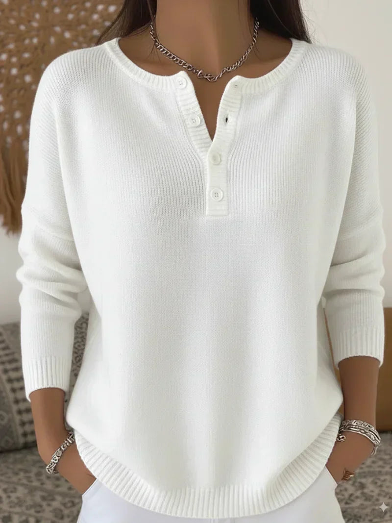 Helena™ | Henley Knop-Up Trui