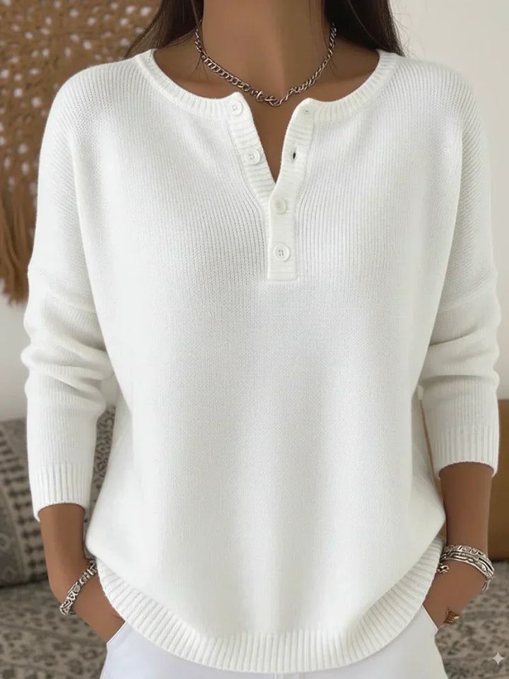 Helena™ | Henley Knop-Up Trui
