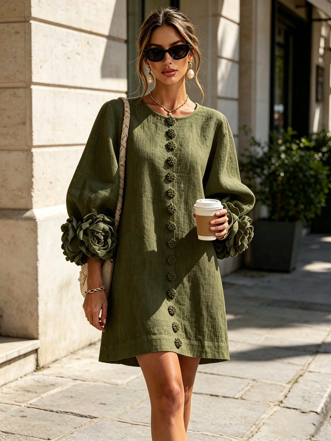 Florence™ | Bloemen Button-Down Mini Jurk