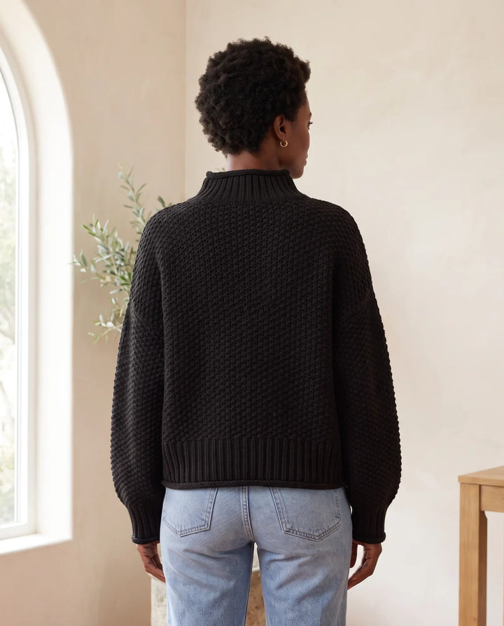 Camille Coltrui voor Dames - Chunky Gebreide Oversized Pullover - Zwart | Auburn Row