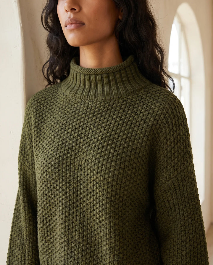 Camille Coltrui voor Dames - Chunky Gebreide Oversized Pullover - Groen | Auburn Row