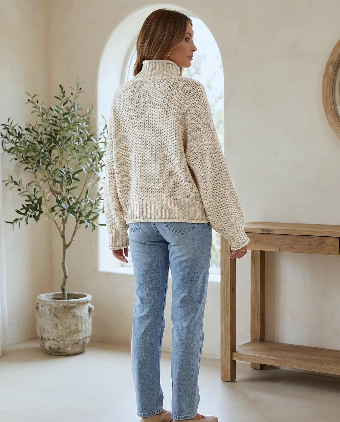 Camille Coltrui voor Dames - Chunky Gebreide Oversized Pullover - Wit | Auburn Row